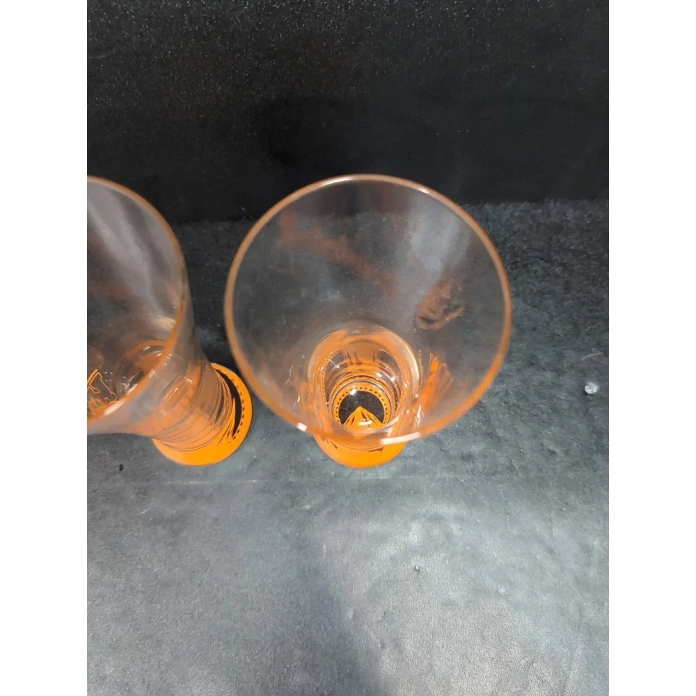 Paramount's Kings Dominion Pilsner Glass Set,‎ Vintage Orange Logo Beer Glasses